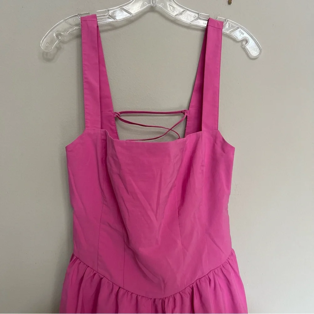 New Free People East Side Lace Up Mini Dress Pink Flower Power